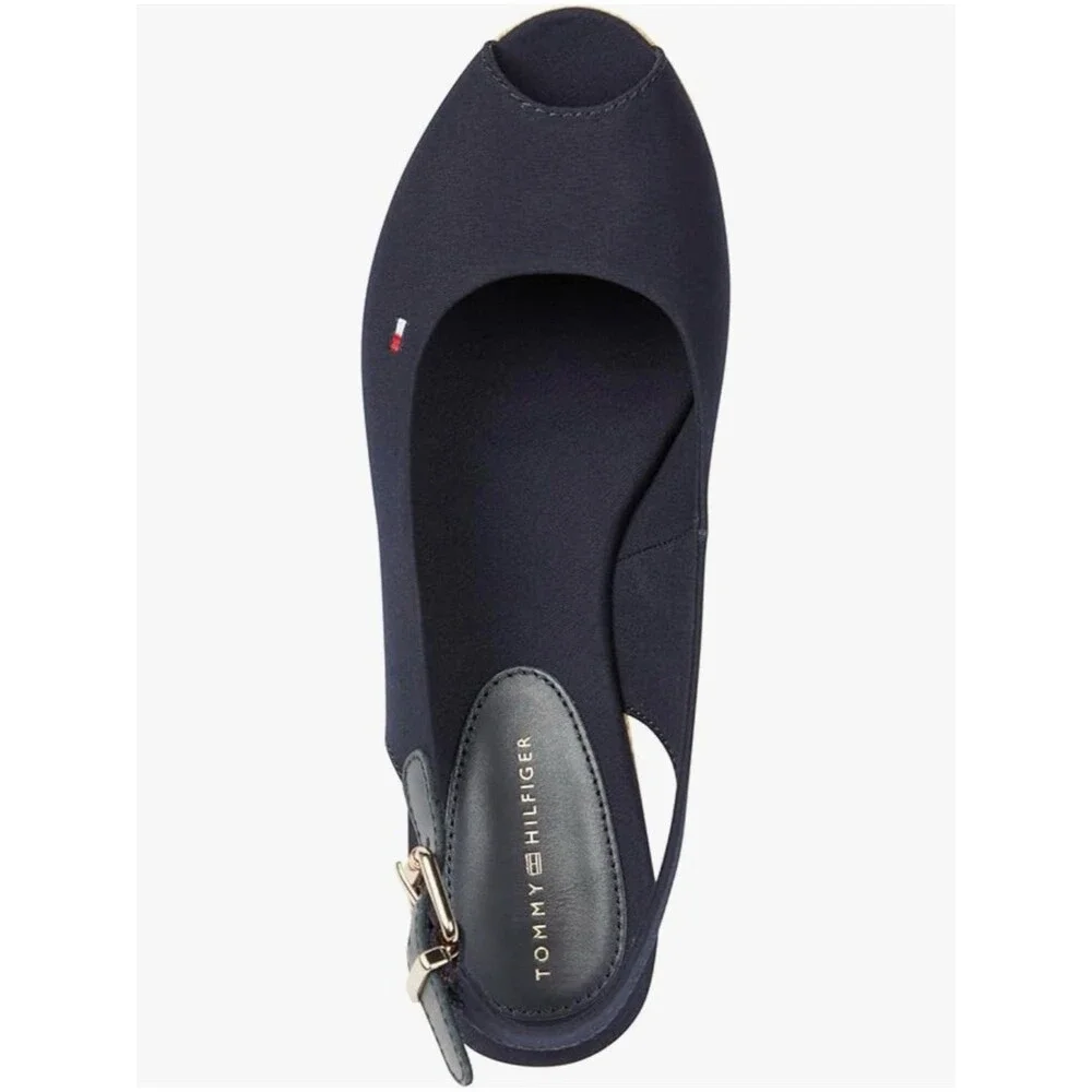 Tommy Hilfiger Blue Espadrilles Wedge  Elba Sling Back Wedge Heel size 6.5